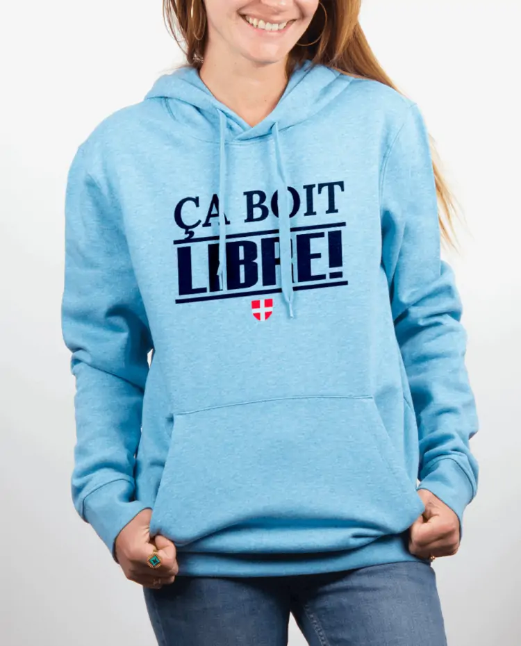 Sweat Femme Bleu Ciel CA BOIT LIBRE