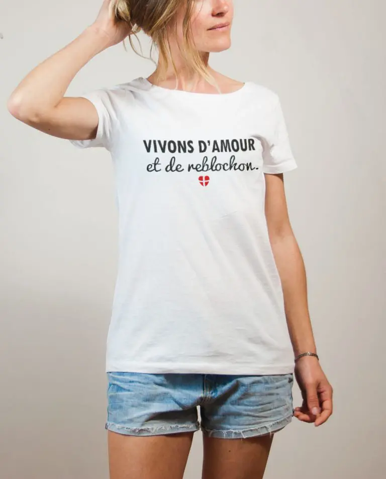 T-shirt Savoie : Vivons d'amour et de reblochon femme blanc