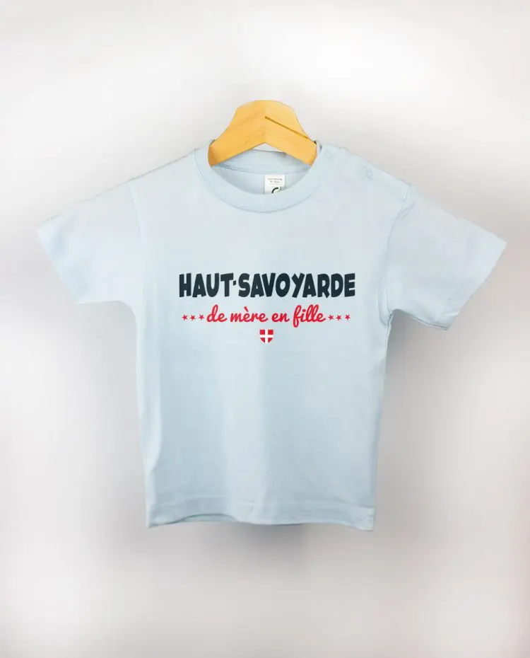 T shirt BEBE bleu clair haut savoyarde de mere en fille