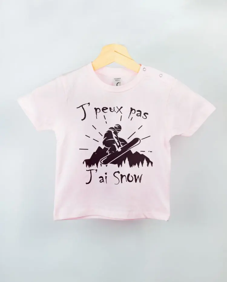 T shirt BEBE rose je peux pas snow