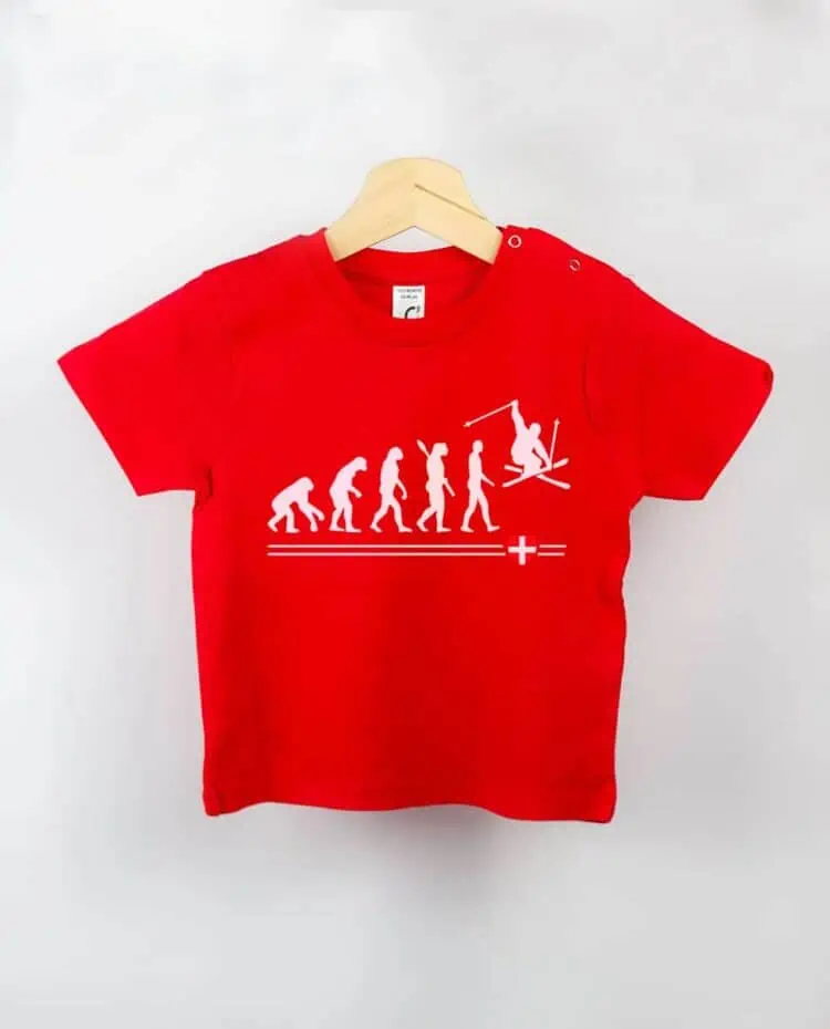 T shirt BEBE rouge evoluiton ski 1