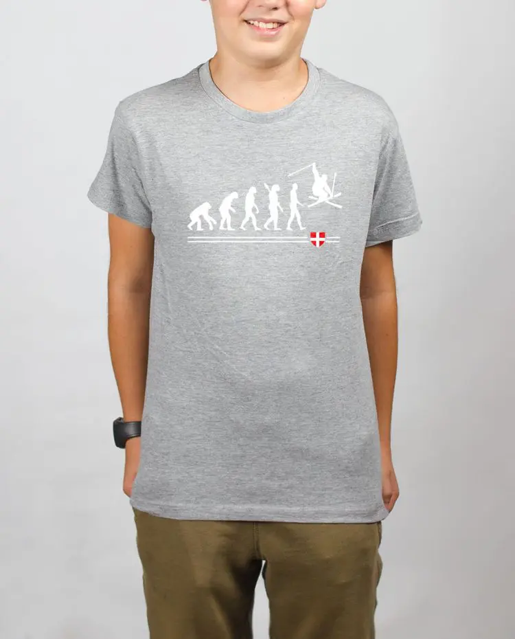 t shirt enfant gris garcon evoluiton ski