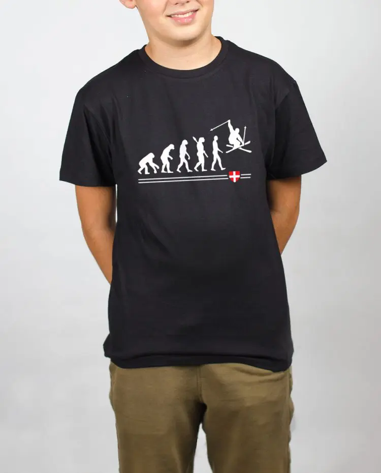 t shirt enfant noir garcon evoluiton ski