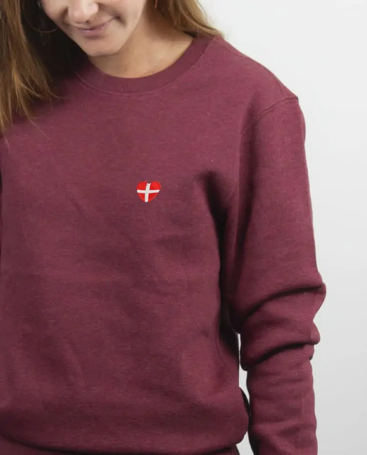 SweatShirt femme bordeau zoom savoie dans le coeur blason brode