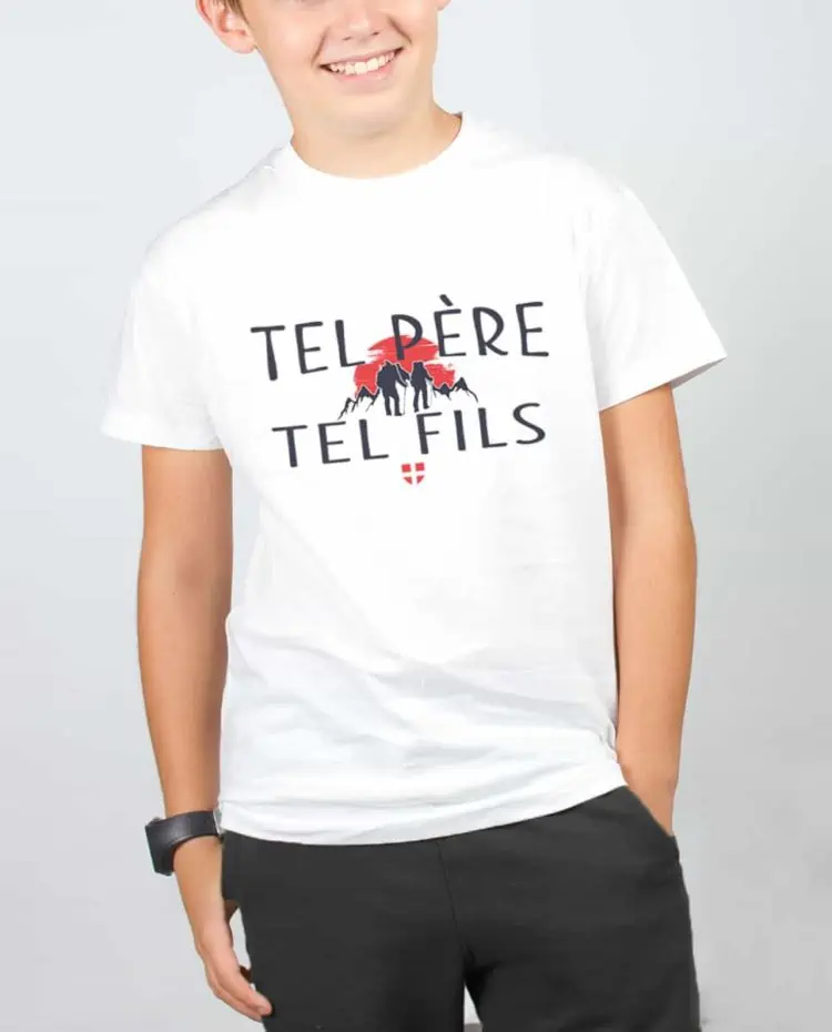 T shirt Blanc enfant garcon tel pere tel fils