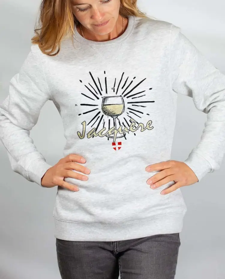 Pull sweat femme blanc Vin Jacquere