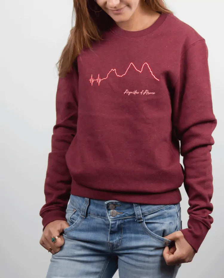 Pull Femme Bordeau BATTEMENTS DE COEUR AIGUILLES D ARVES