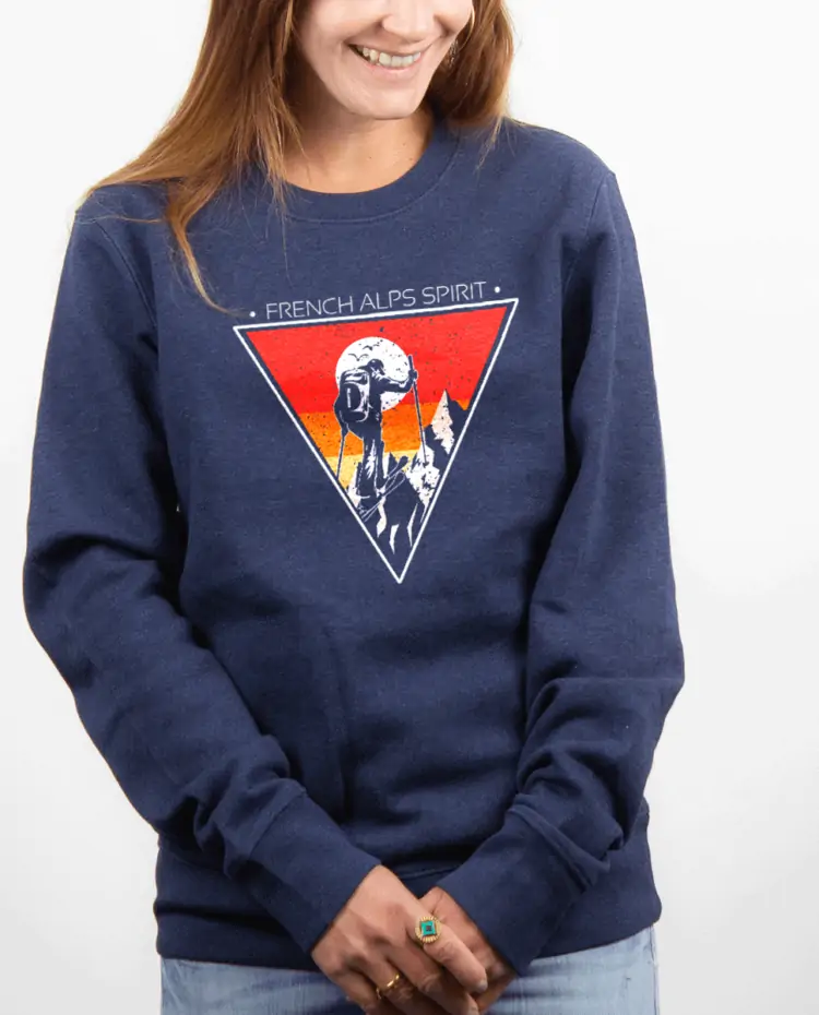 Pull Femme Bleu jean FRENCH ALPS SPIRIT SKI DE RANDO