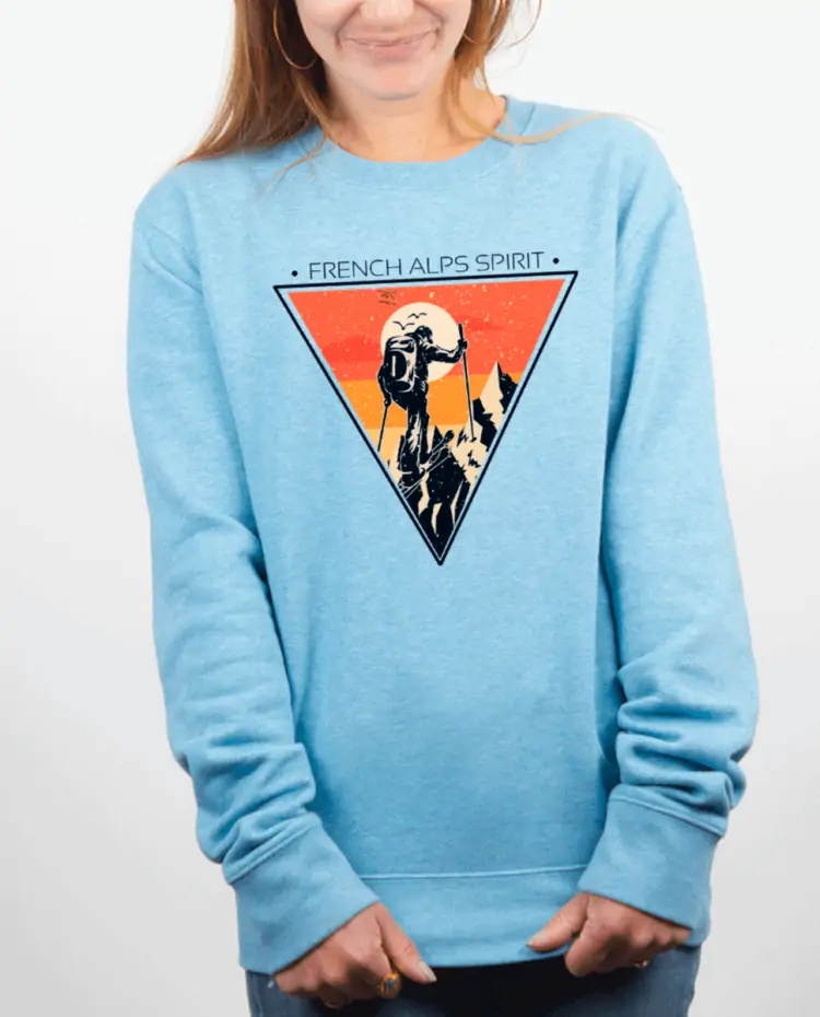 Pull Femme bleu ciel FRENCH ALPS SPIRIT SKI DE RANDO