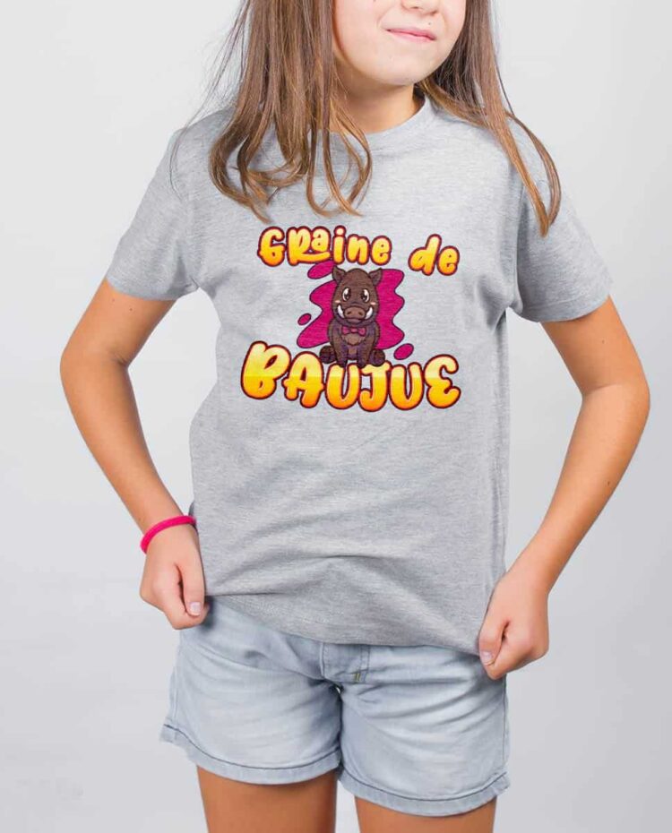 T shirt gris enfant fille Graine de baujue