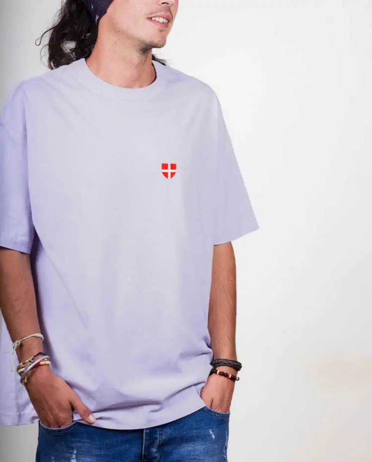 Les savoyards t shirt Oversize homme Lillas drapeau blason de savoie