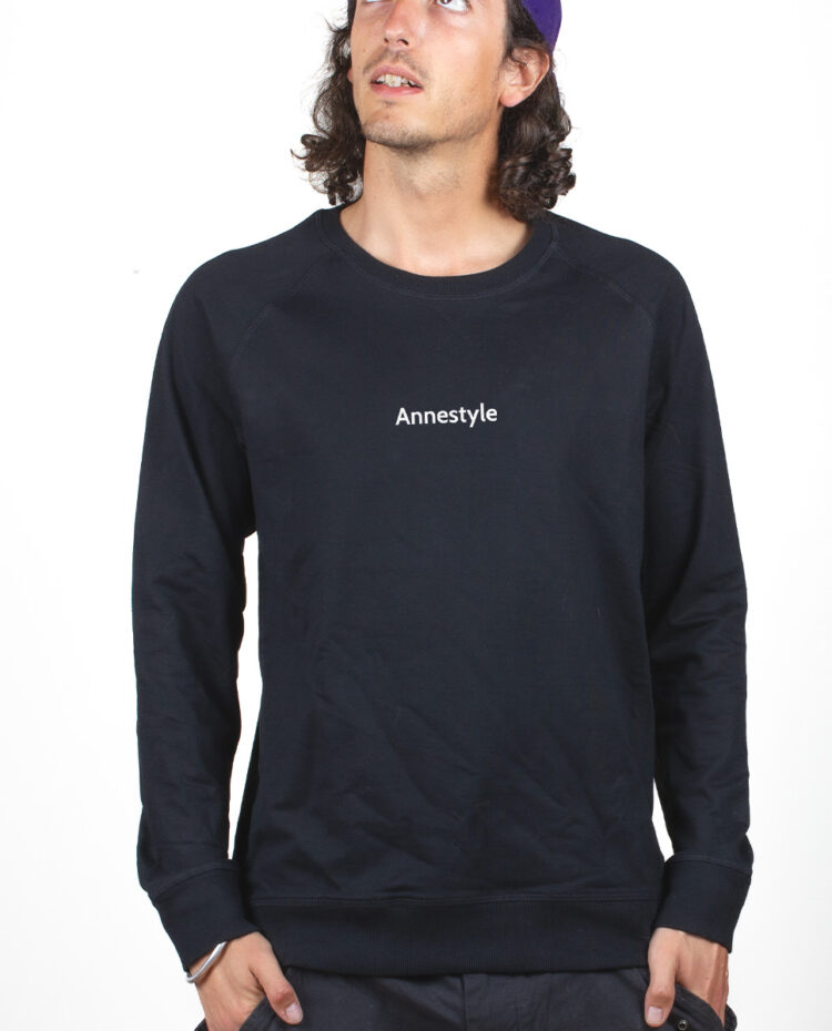 ANNESTYLE Sweatshirt Pull Homme Noir PUHNOI177