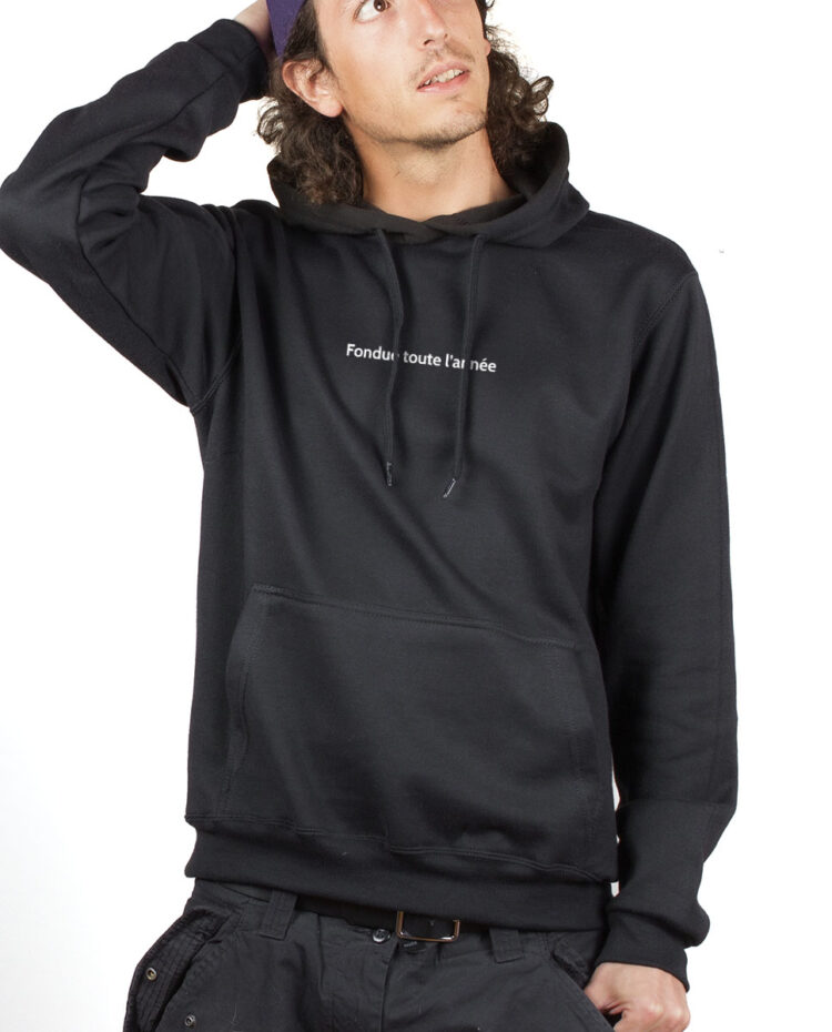 FONDUE TOUTE LANNEE Hoodie Sweat capuche Homme Noir SWHNOI178