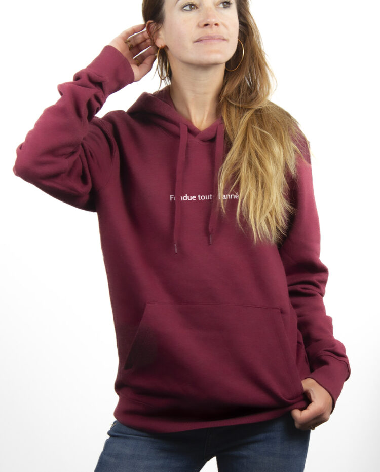 FONDUE TOUTE LANNEE hoodie Sweat capuche Femme Bordeau SWFBOR178