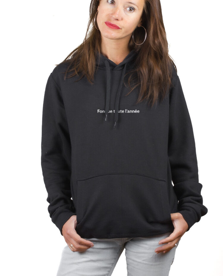 FONDUE TOUTE LANNEE hoodie Sweat capuche Femme Noir SWFNOI178