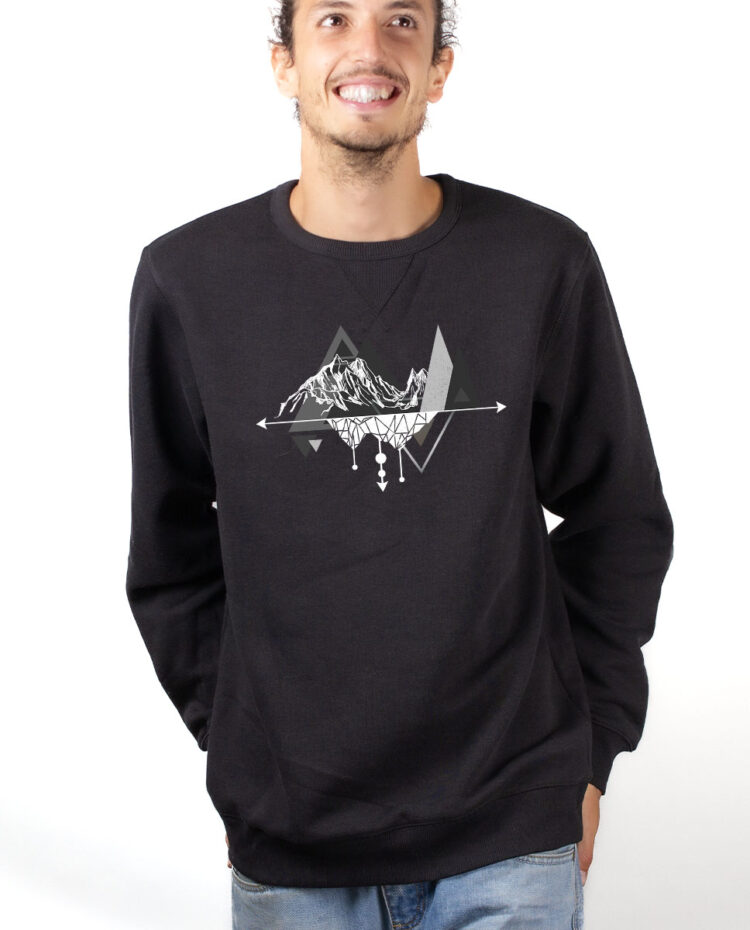 PUHNOI Sweatshirt Pull Homme Noir HAUTE MONTAGNE