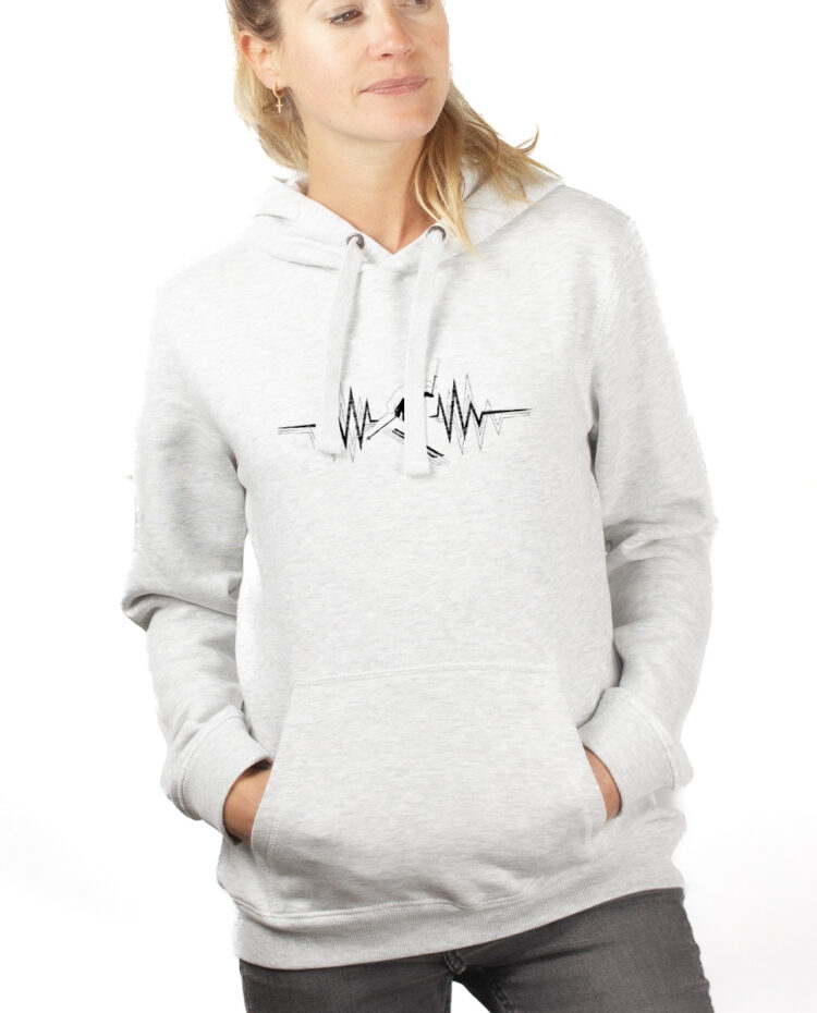 SKI BATTEMENTS DE COEUR hoodie Sweat capuche Femme Blanc SWFBLA152