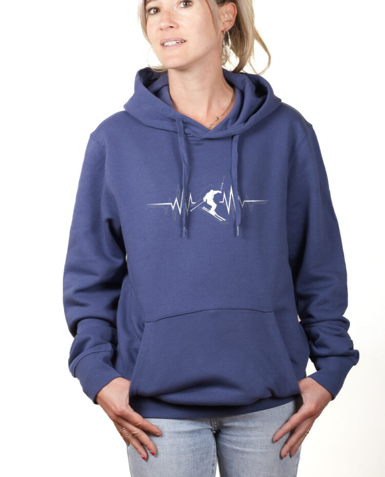 SKI BATTEMENTS DE COEUR hoodie Sweat capuche Femme Bleu SWFBLE152