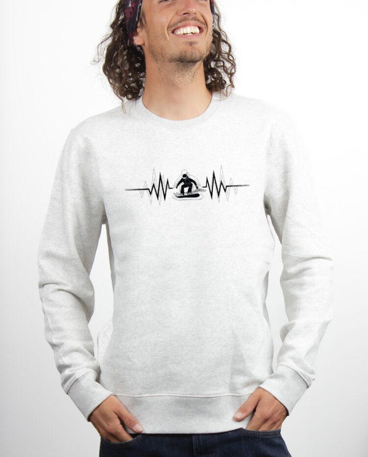 SNOW SNOWBARD BATTEMENTS DE COEUR Sweatshirt Pull Homme Blanc PUBLA153