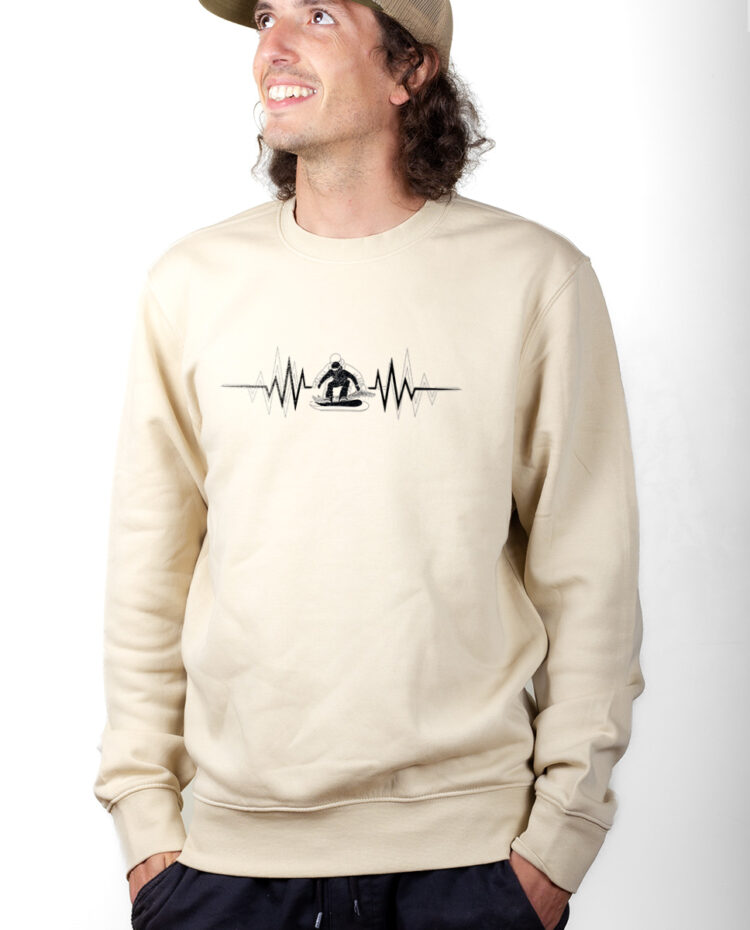 SNOW SNOWBARD BATTEMENTS DE COEUR Sweatshirt Pull Homme Naturel PUNAT153