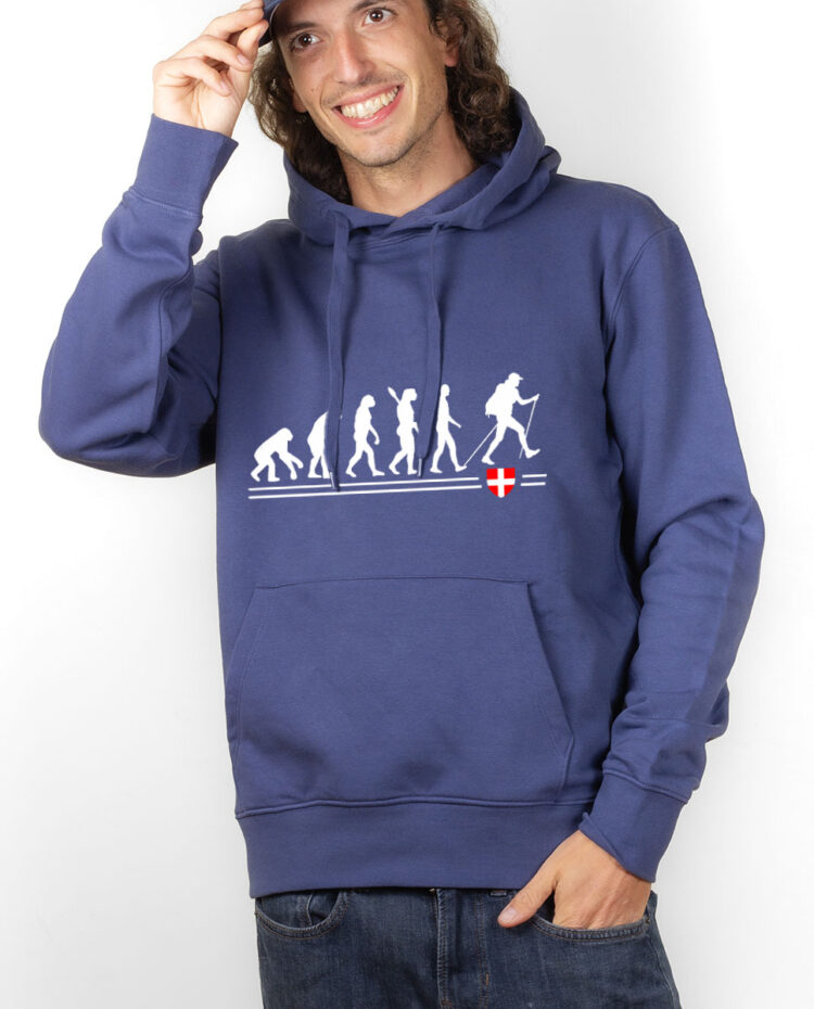 SWHBLE Hoodie Sweat capuche homme Bleu Evolution randonneur