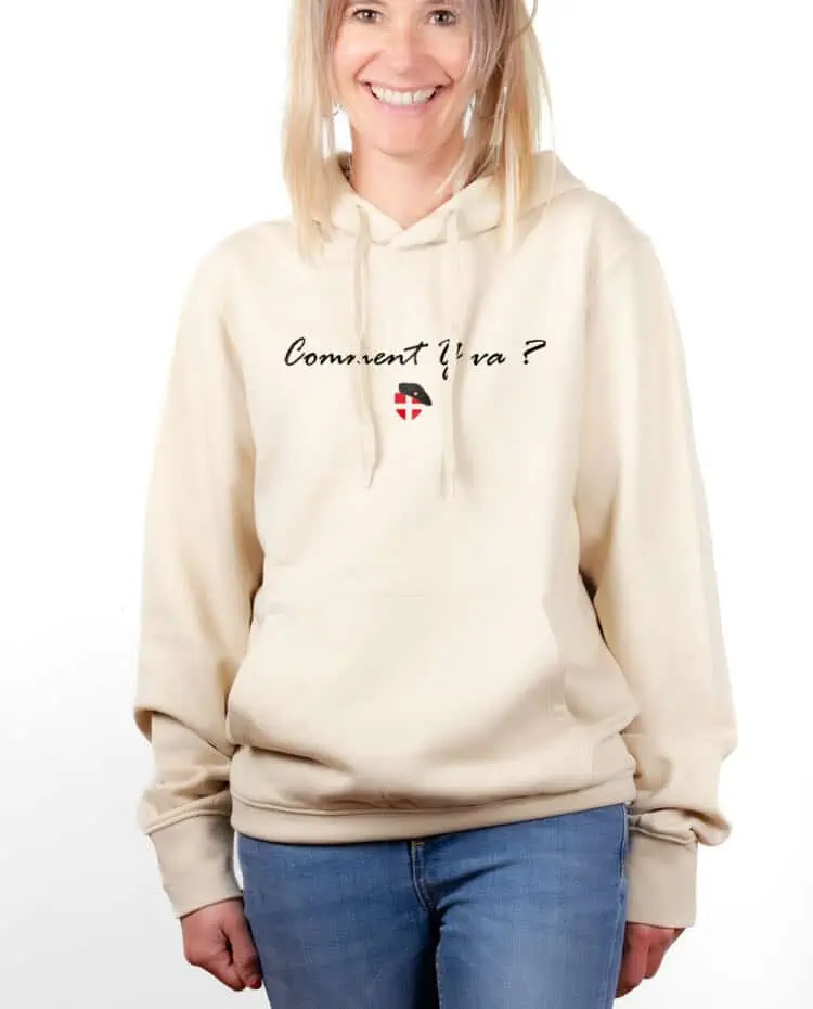 hoodie Sweat capuche Femme naturel SWFNAT DJ MATAFAN COMMENT Y VA