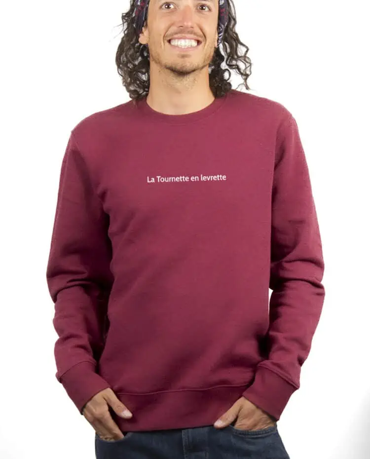 La tournette en levrette Sweatshirt Pull Homme Bordeau PUHBOR215