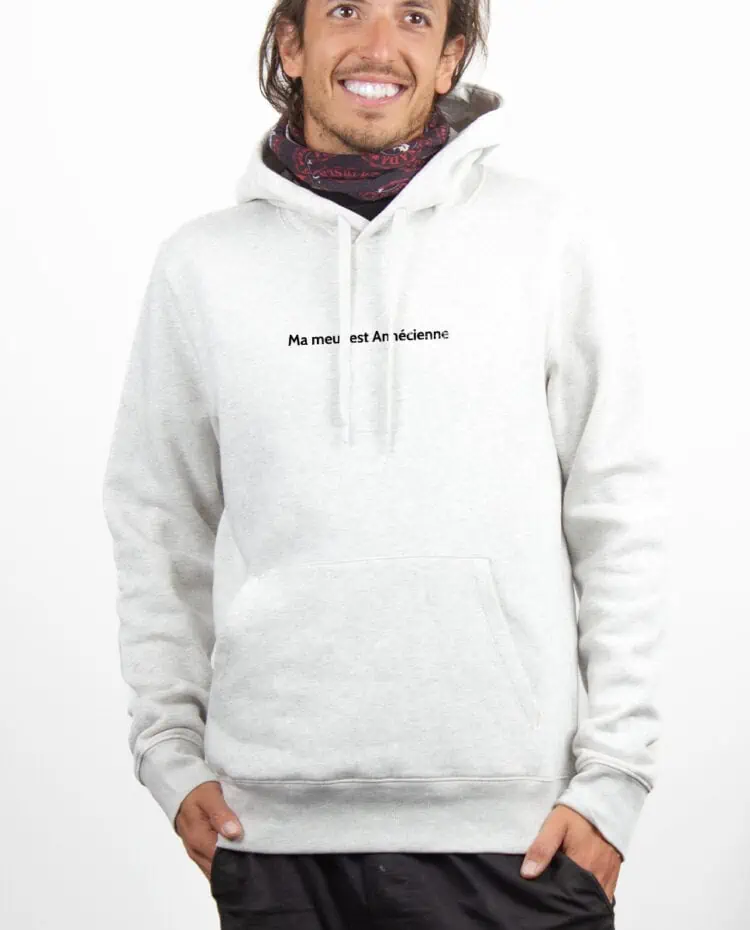 Ma meuf est Annecienne Hoodie Sweat capuche Homme Blanc SWHBLA214