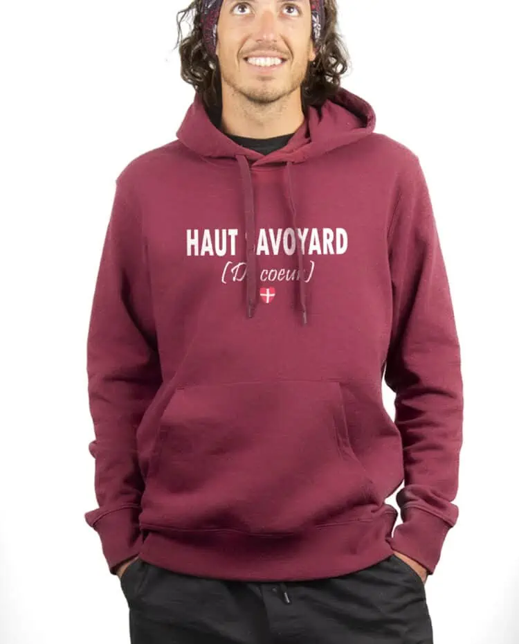 Haut savoyard de coeur Hoodie Sweat capuche Homme bordeau SWHBOR228