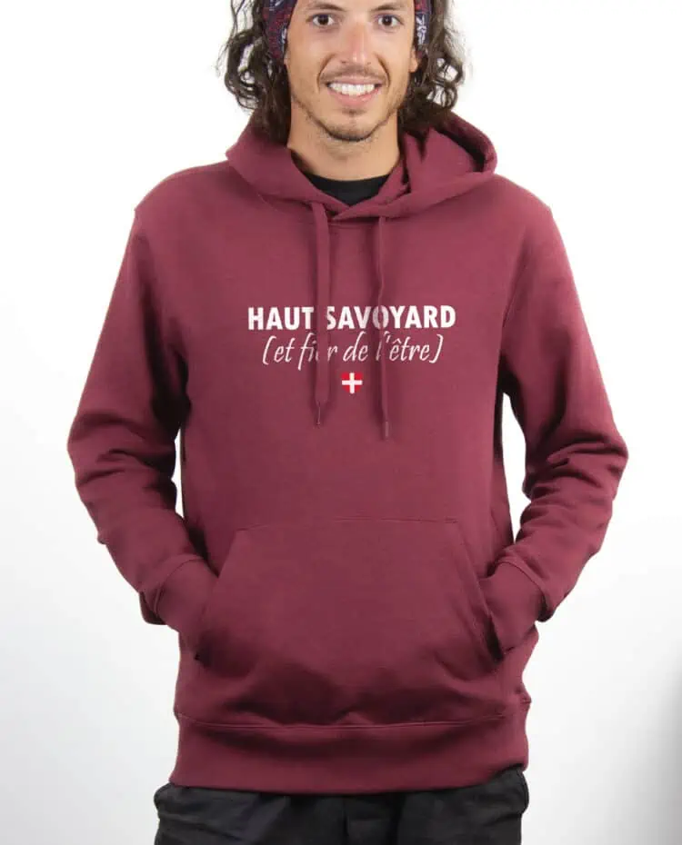 Haut savoyard et fier Hoodie Sweat capuche Homme bordeau SWHBOR229