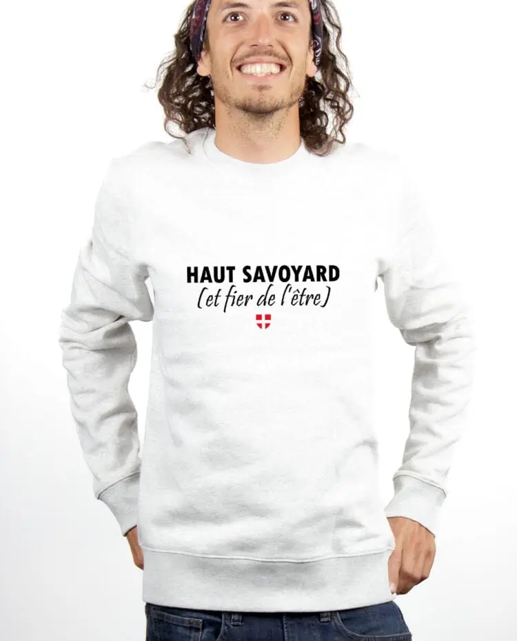 Haut savoyard et fier Sweatshirt Pull Homme Blanc PUHBLA229