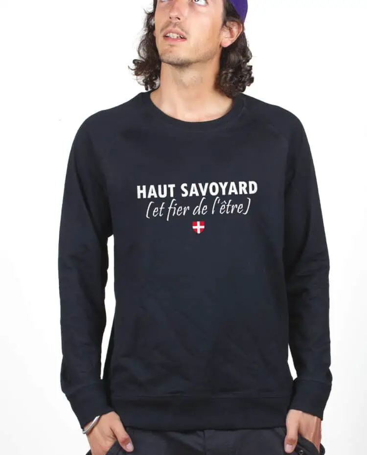 Haut savoyard et fier Sweatshirt Pull Homme Noir PUHNOI229