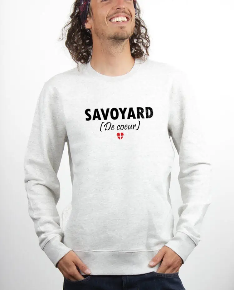 Savoyard de coeur Sweatshirt Pull Homme Blanc PUHBLA235