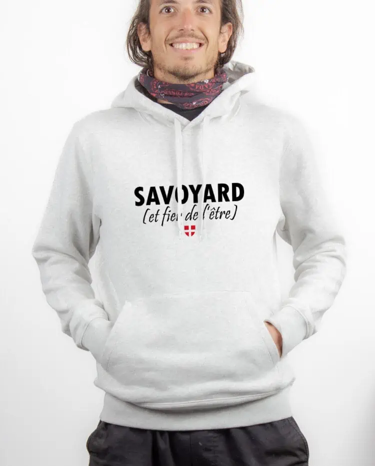 Savoyard et fier Hoodie Sweat capuche Homme Blanc SWHBLA234