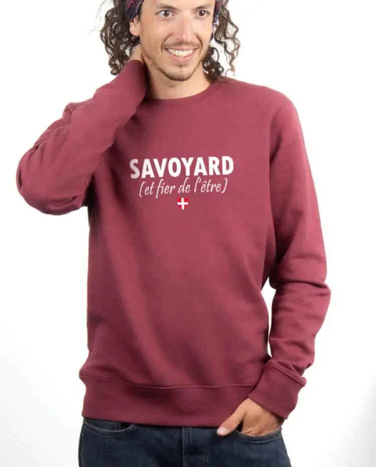 Savoyard et fier Sweatshirt Pull Homme Bordeau PUHBOR234