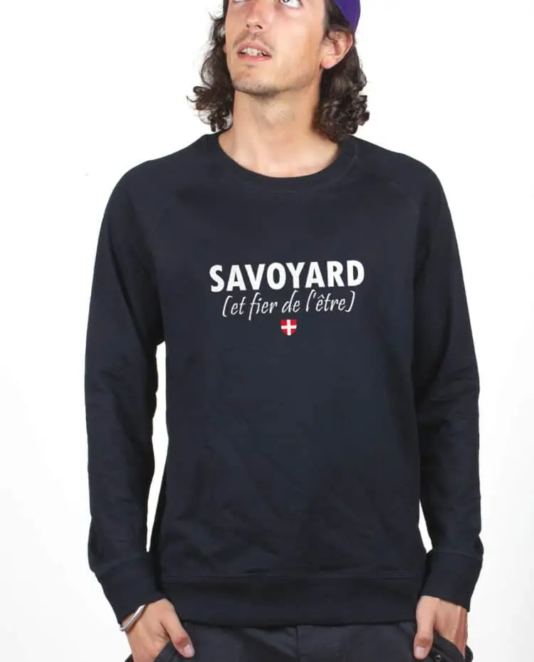 Savoyard et fier Sweatshirt Pull Homme Noir PUHNOI234