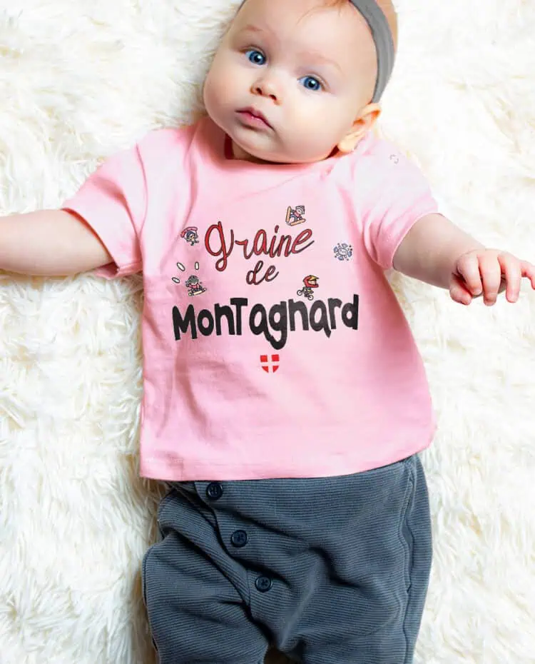 Graine de montagnard T shirt bebe rose garcon TSBRO244