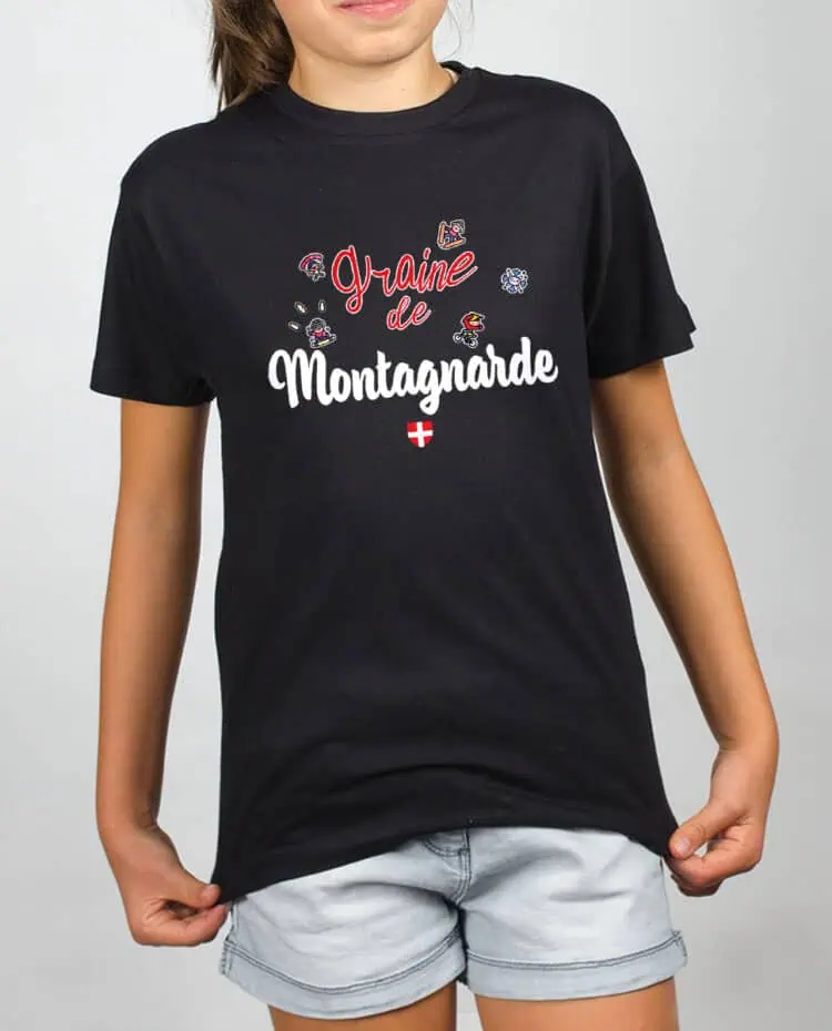 Graine de montagnarde T SHIRT FILLE NOIR TSEN245