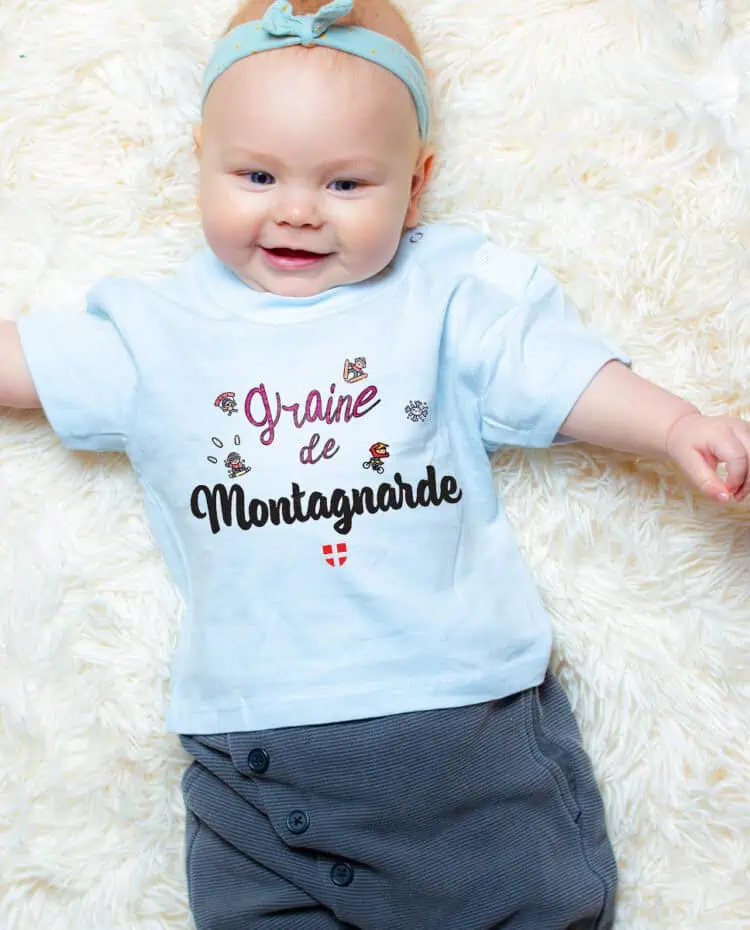 Graine de montagnarde T shirt bebe bleu fille TSBBL245