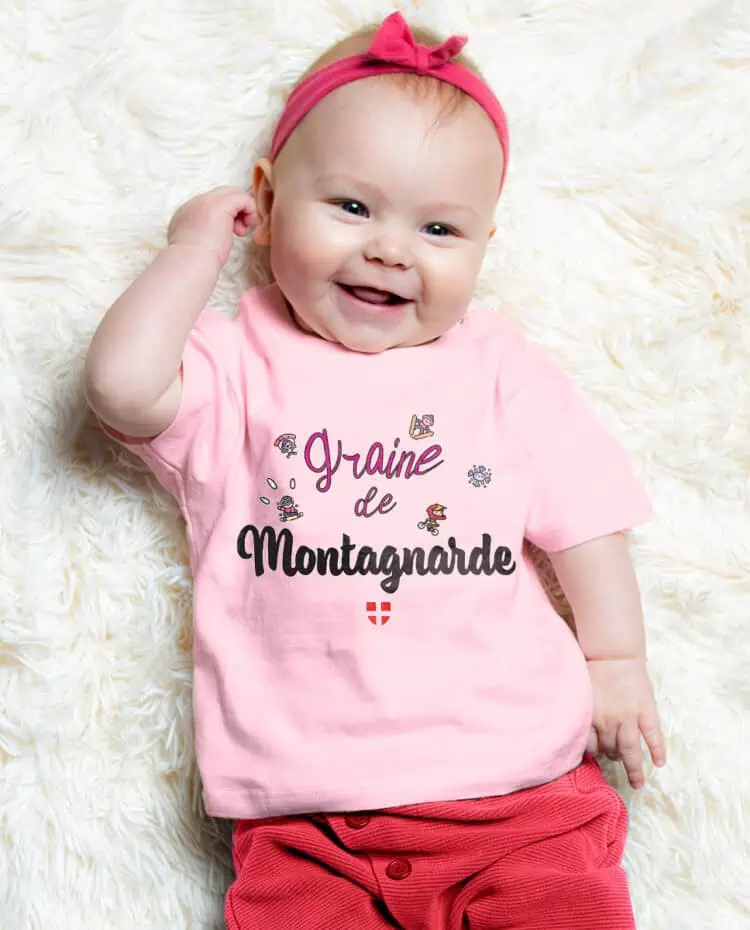 Graine de montagnarde T shirt bebe rose fille TSBRO245