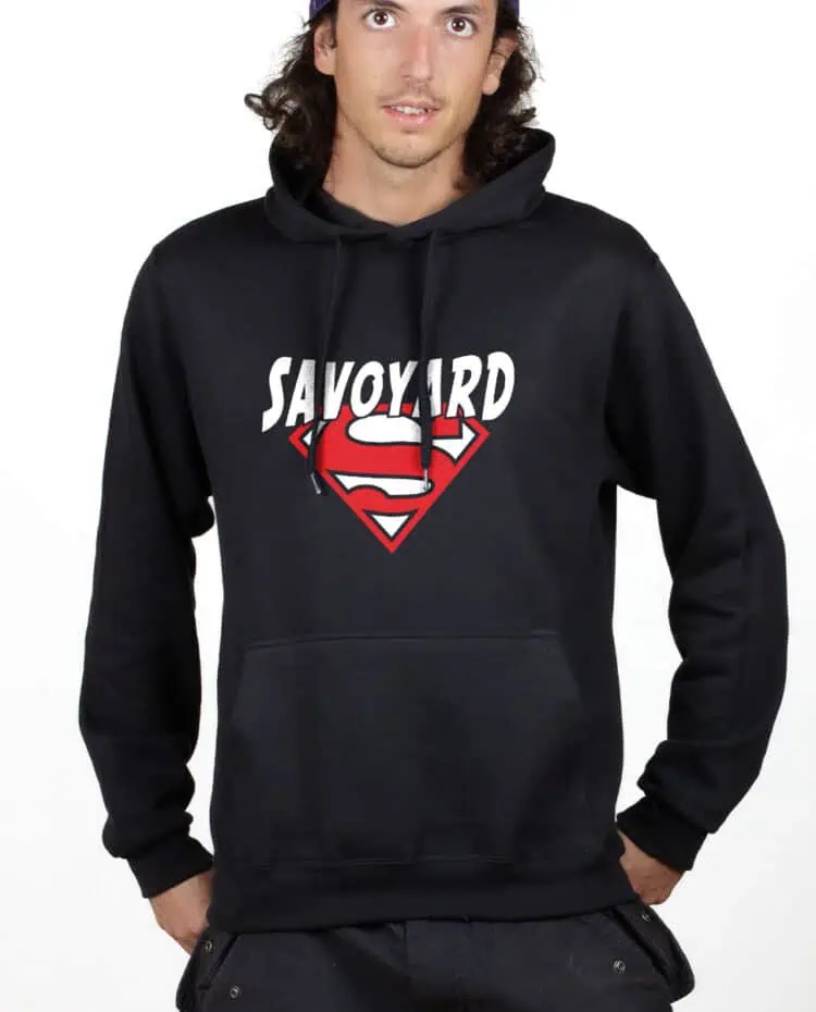 Superman Savoyard Hoodie Sweat capuche Homme Noir SWHNOI252