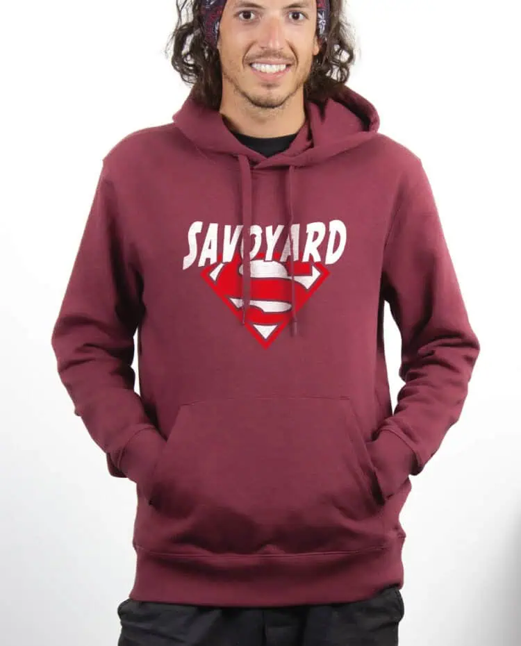 Superman Savoyard Hoodie Sweat capuche Homme bordeau SWHBOR252