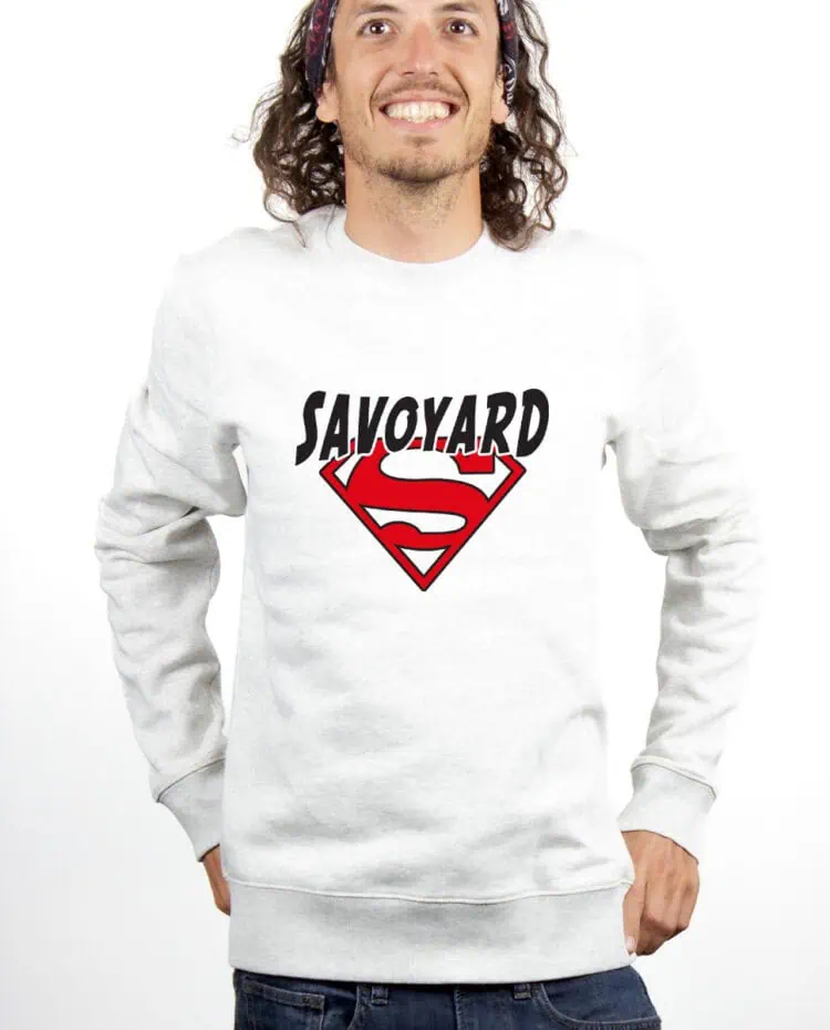 Superman Savoyard Sweatshirt Pull Homme Blanc PUHBLA252