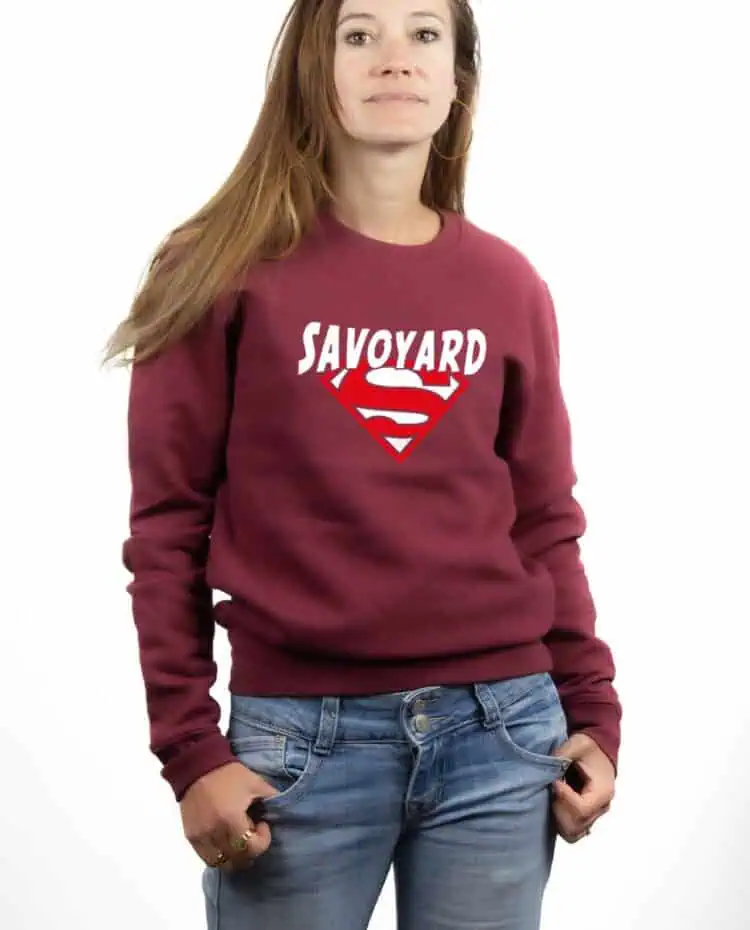 Superman Savoyard Sweatshirt pull Femme Bordeau PUFBOR252