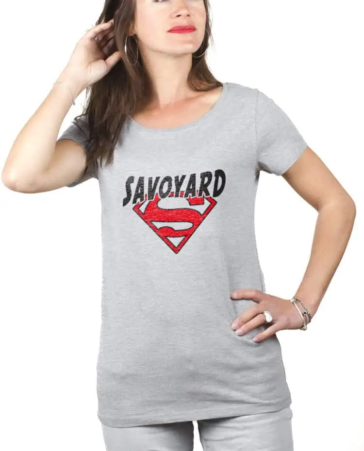 Superman Savoyard T shirt Femme Gris TSFG252