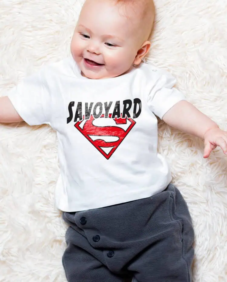 Superman Savoyard T shirt bebe blanc garcon TSBB252