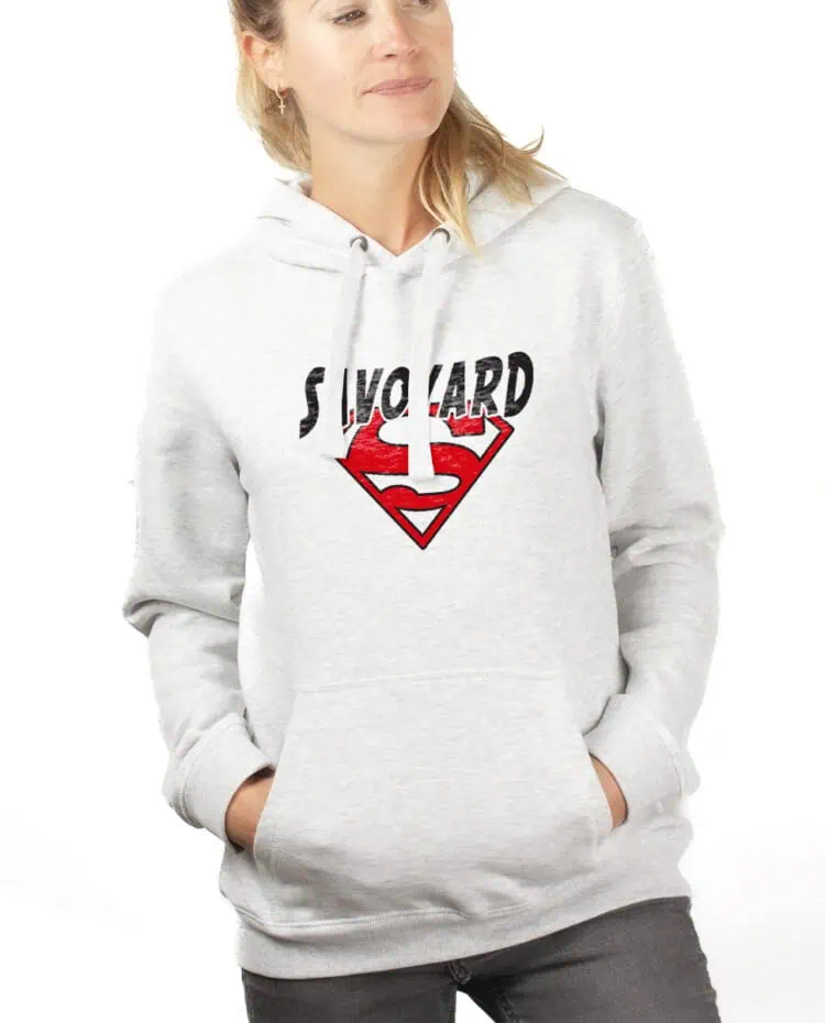 Superman Savoyard hoodie Sweat capuche Femme Blanc SWFBLA252