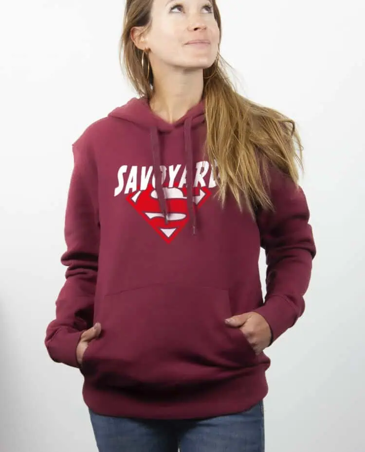 Superman Savoyard hoodie Sweat capuche Femme Bordeau SWFBOR252