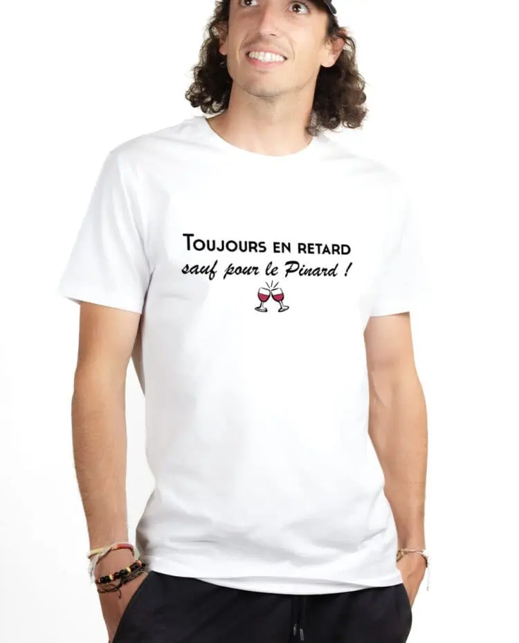 Toujours en retard sauf pour le pinard T shirt Homme Blanc TSHB251