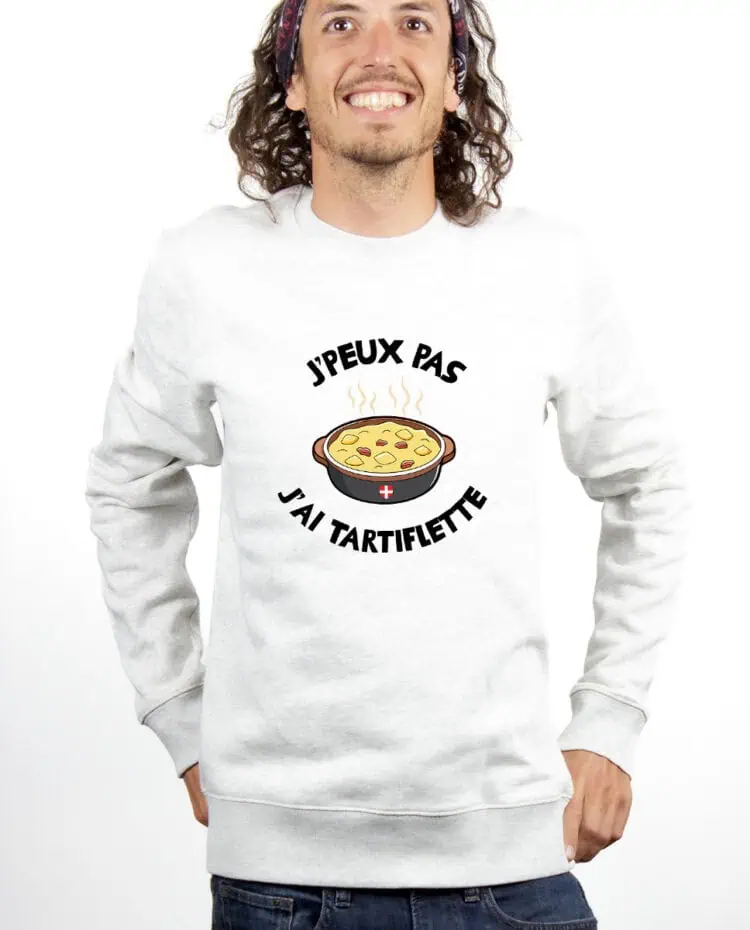 Jpeux pas jai tartiflette Sweatshirt Pull Homme Blanc PUHBLA262